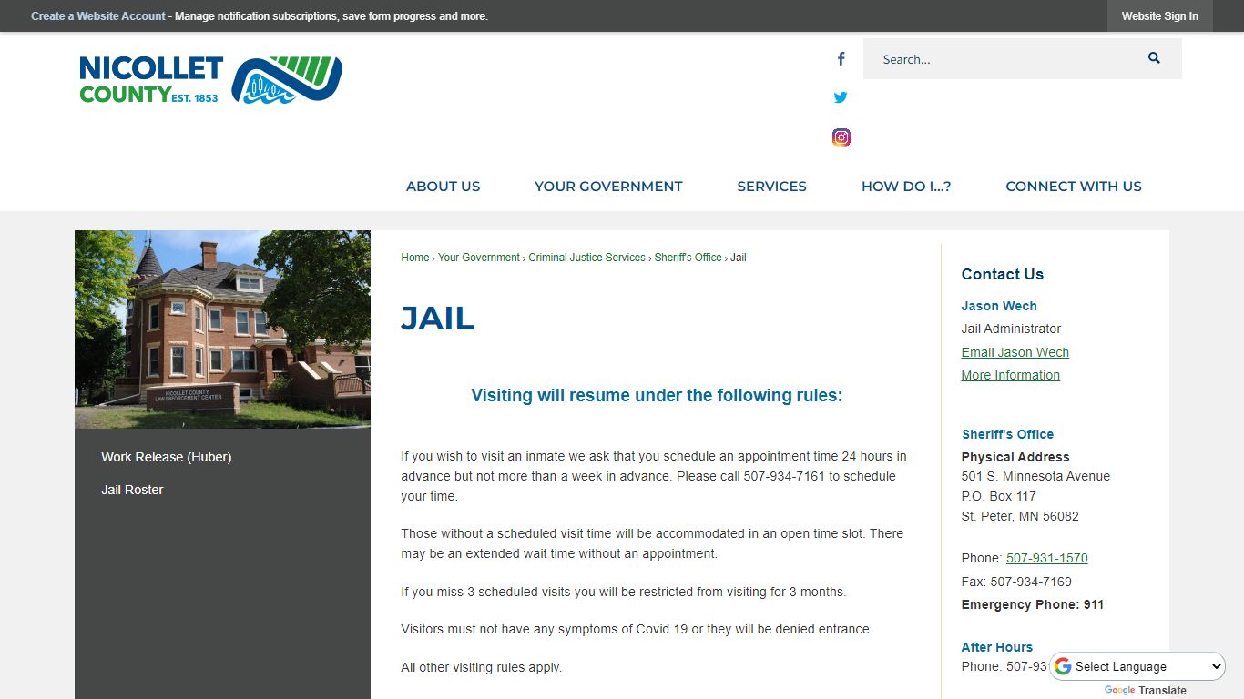 Jail | Nicollet County, MN - Official Website