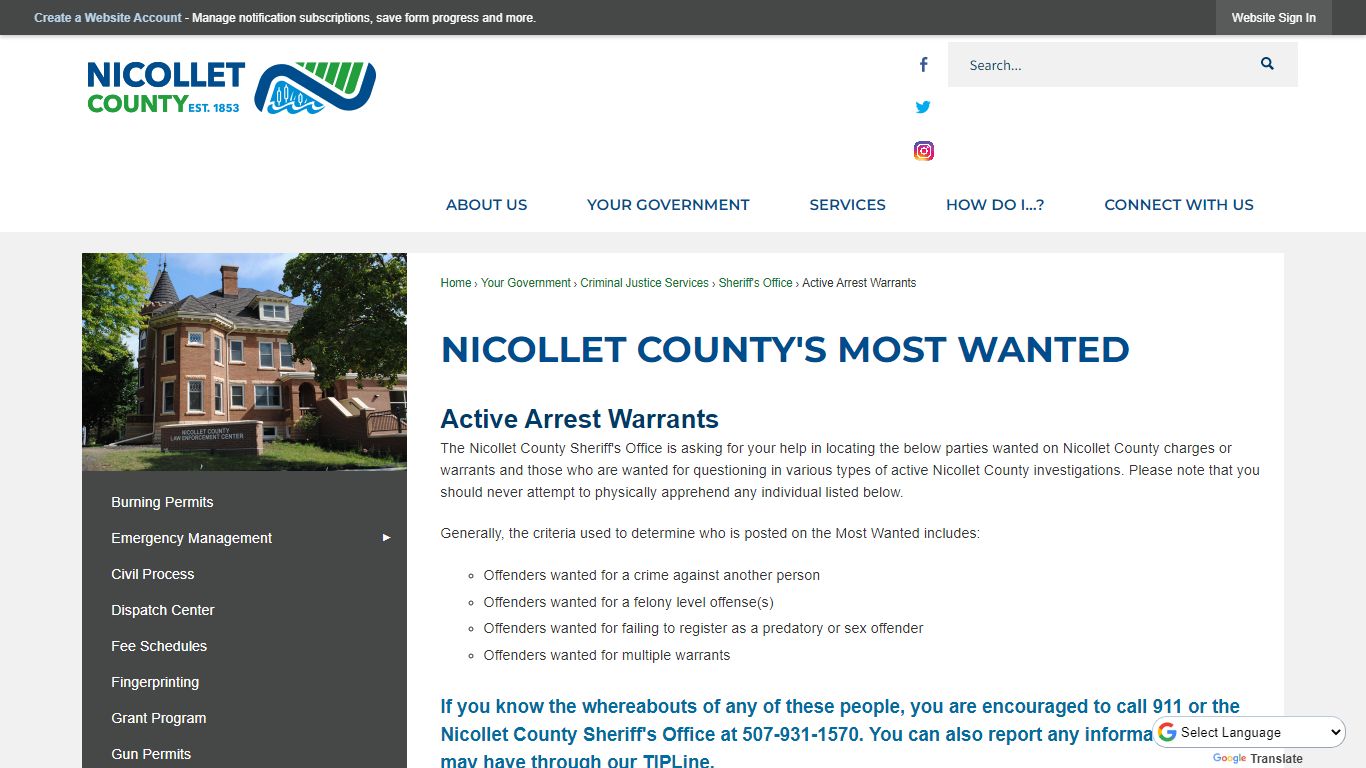 Nicollet County's Most Wanted | Nicollet County, MN - Official Website