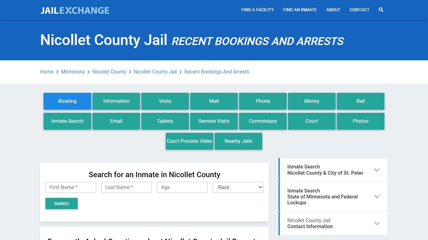 Nicollet County Jail Recent Bookings And Arrests - Jail Exchange